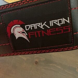 Dark Iron Fitness Weightlifting Belt - Black with Red Accents